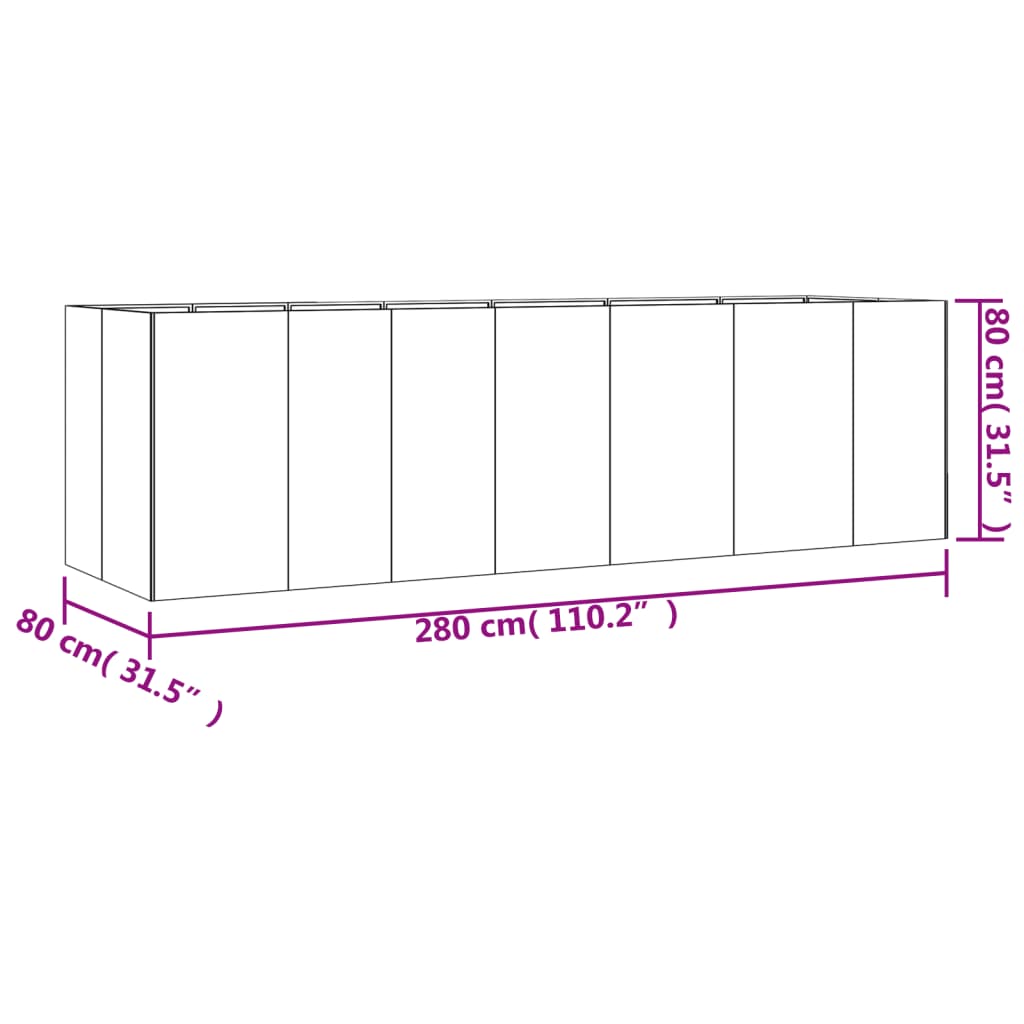 Plantenbak verhoogd 200x80x80 cm cortenstaal