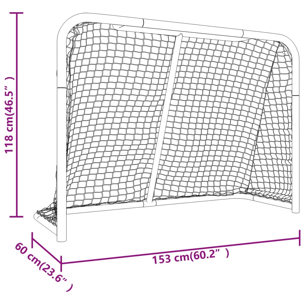 Hockeydoel met net 153x60x118 cm staal en polyester rood en wit