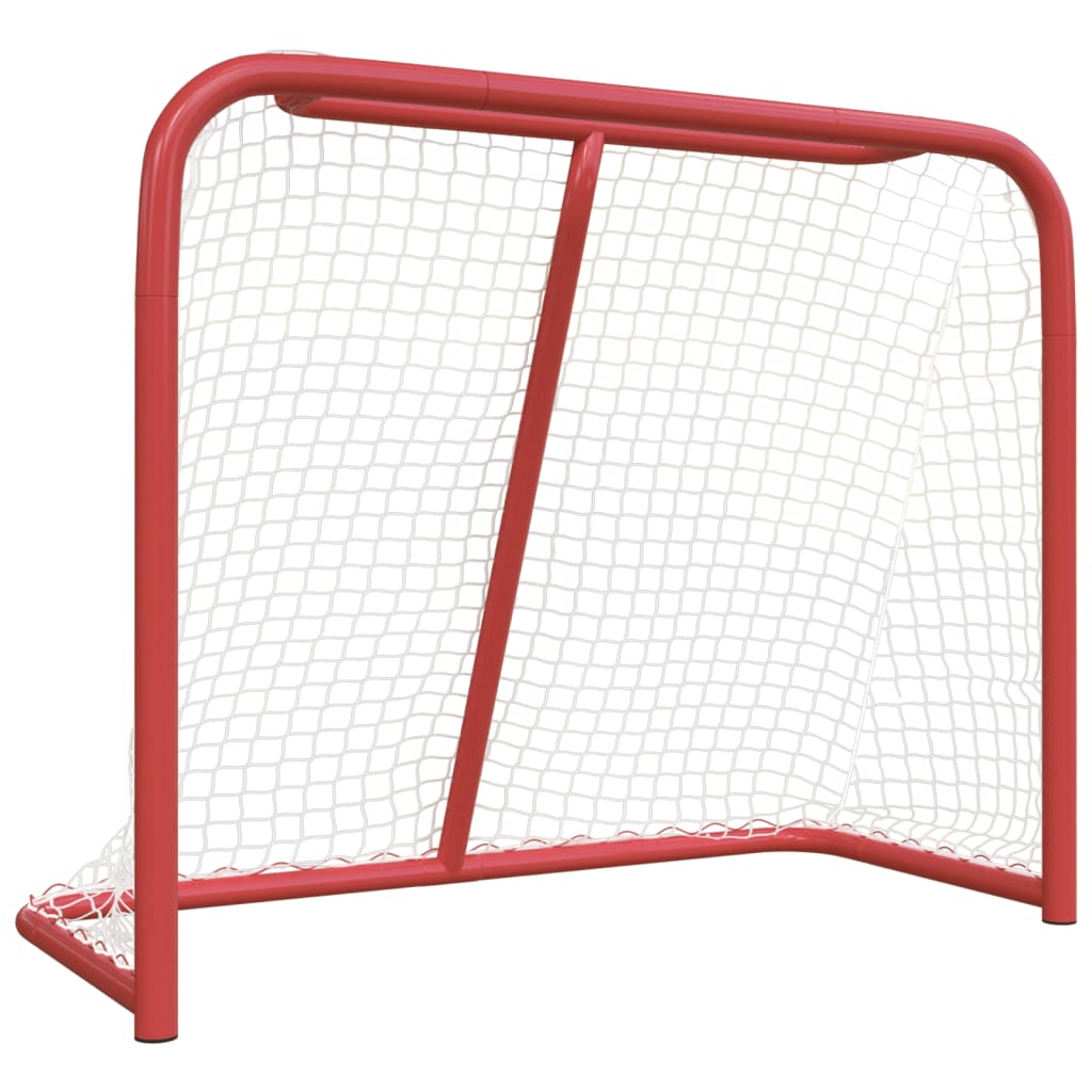 But de hockey avec filet 153x60x118 cm acier et polyester rouge et blanc