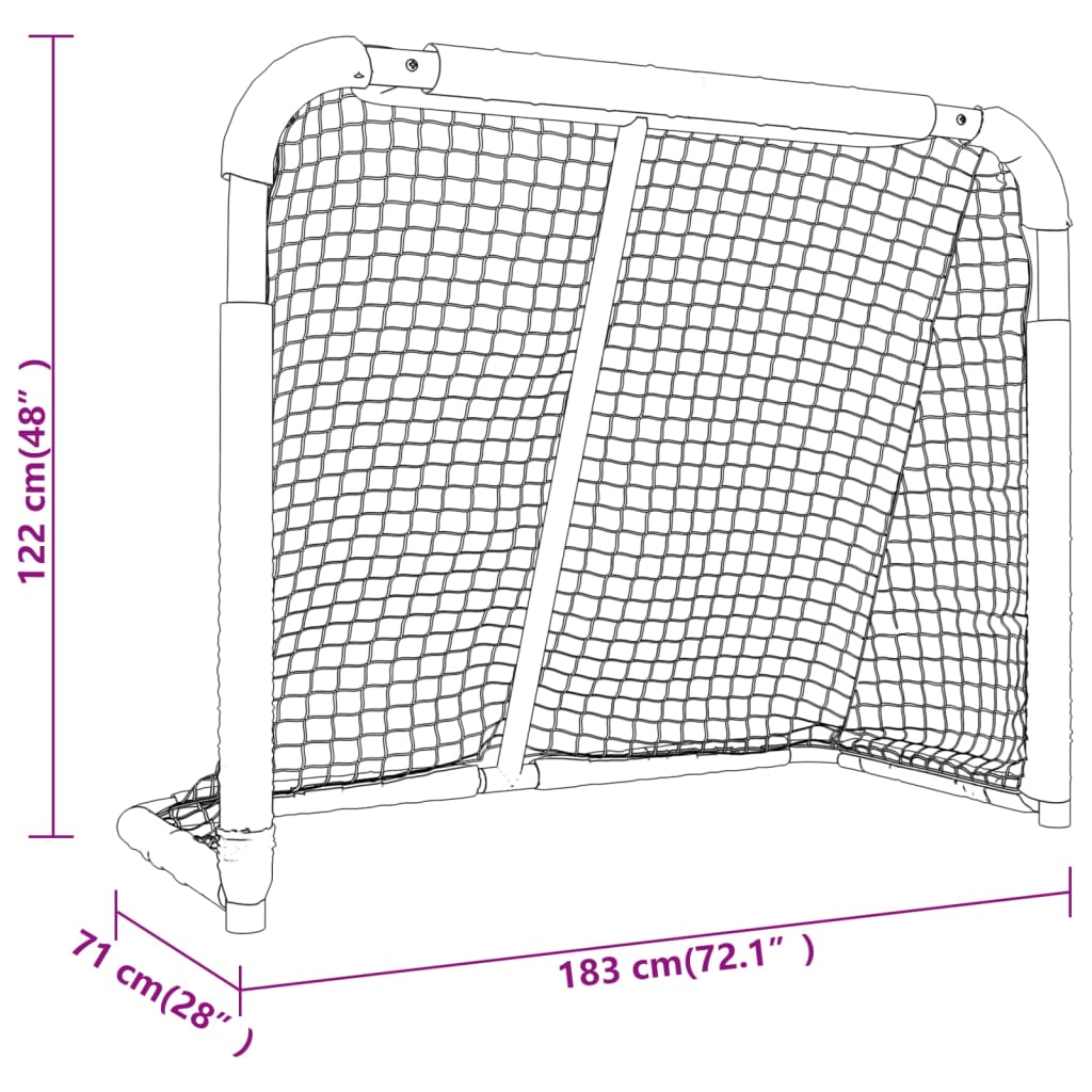 Hockeydoel met net 153x60x118 cm staal en polyester rood en wit