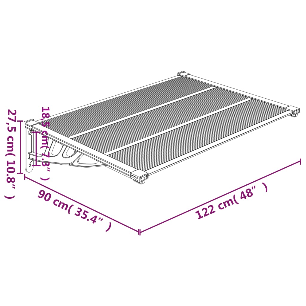 Deurluifel 239x90 cm polycarbonaat zwart en transparant