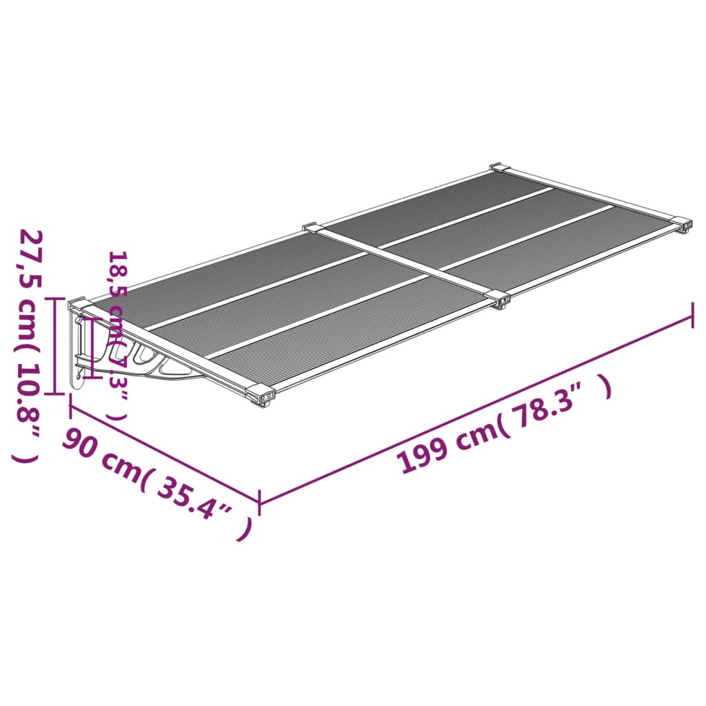 Deurluifel 297,5x90 cm polycarbonaat zwart en transparant