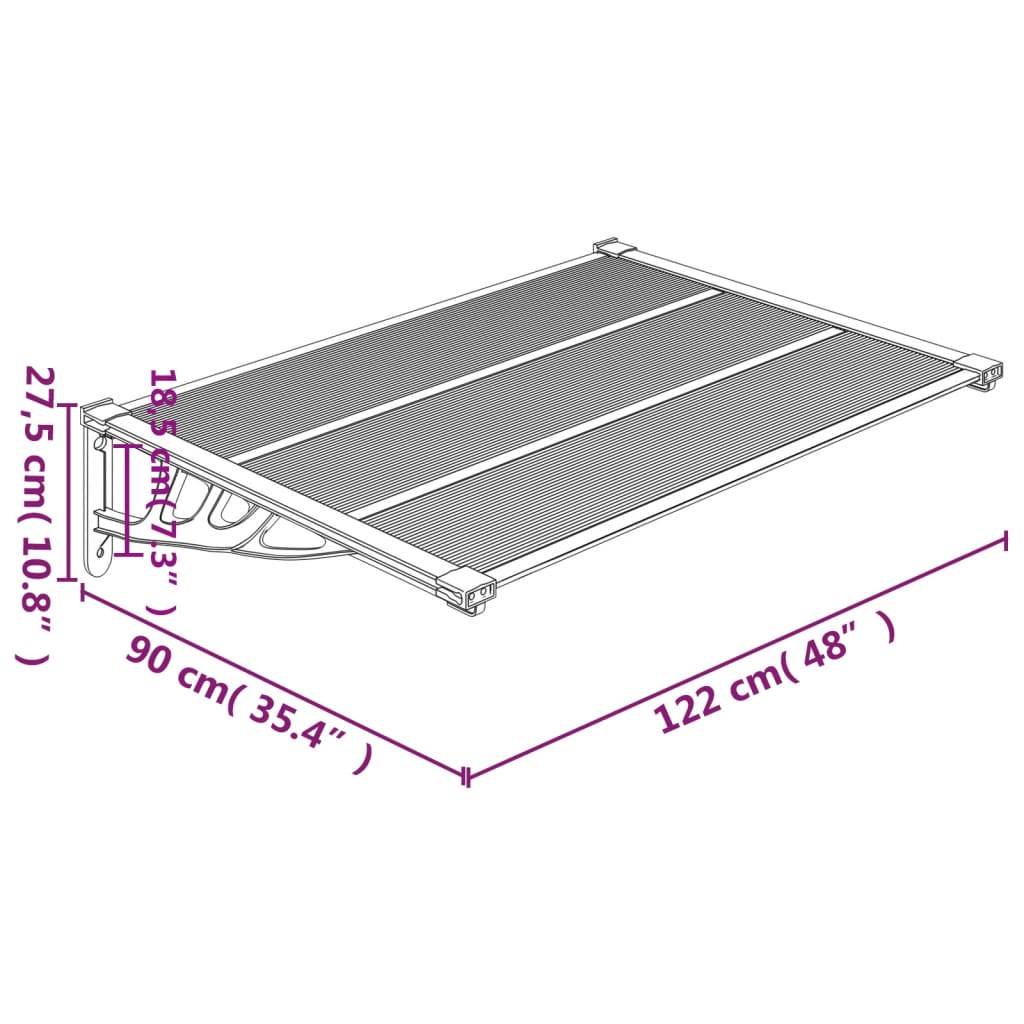 Deurluifel 152,5x90 cm polycarbonaat zwart