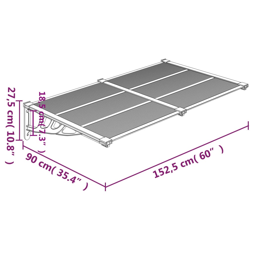 Deurluifel 239x90 cm polycarbonaat zwart