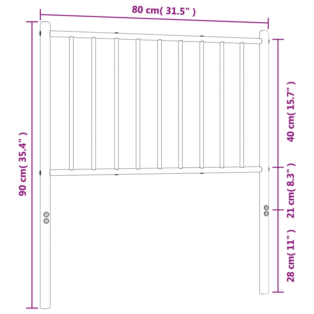 Tête de lit 107 cm en métal