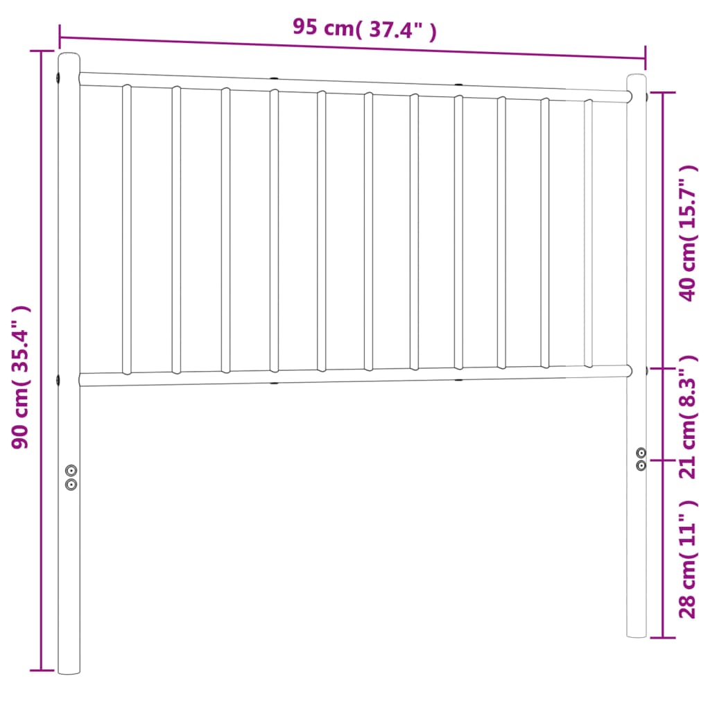 Hoofdbord 107 cm metaal