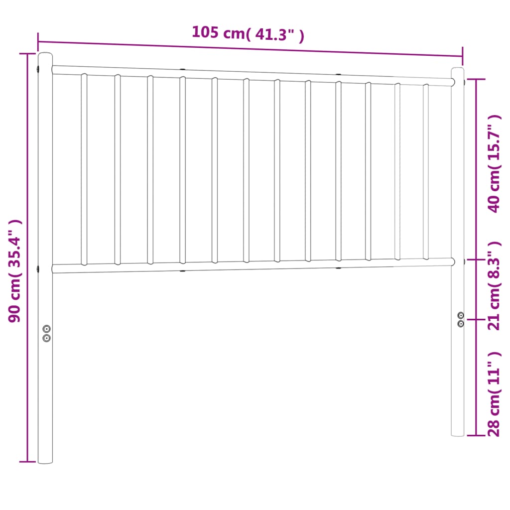 Tête de lit 107 cm en métal