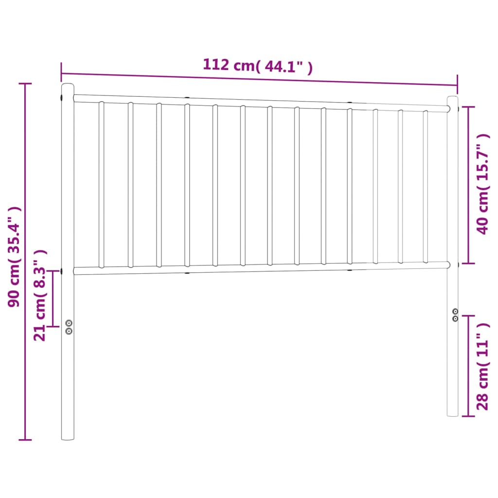 Hoofdbord 107 cm metaal