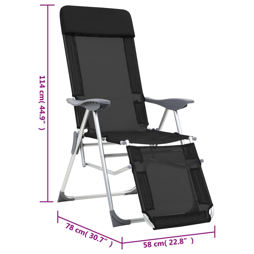 Campingstoelen met voetensteun 2 st inklapbaar textileen