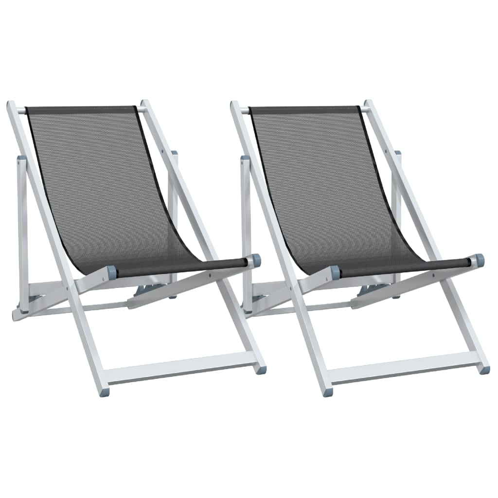 Chaises de plage pliantes 2 pcs aluminium et textilène