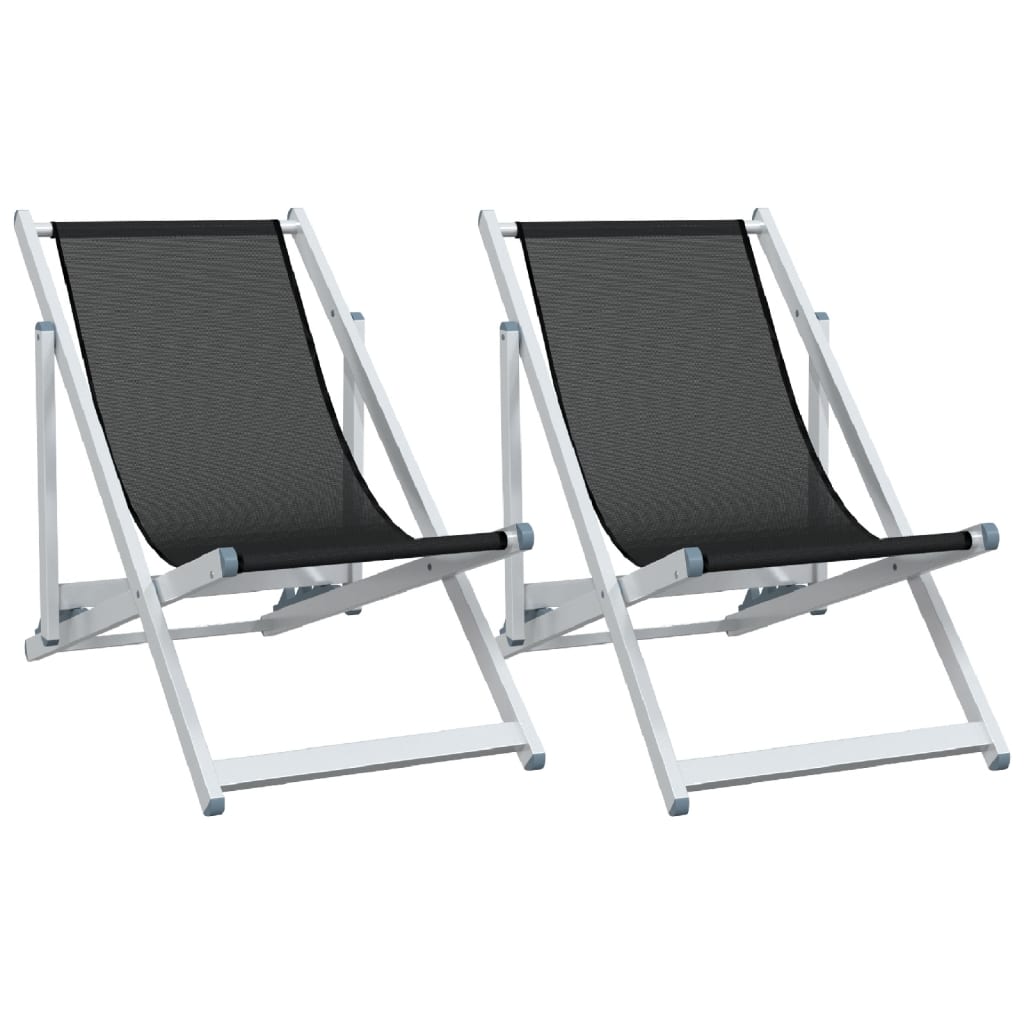 Chaises de plage pliantes 2 pcs aluminium et textilène