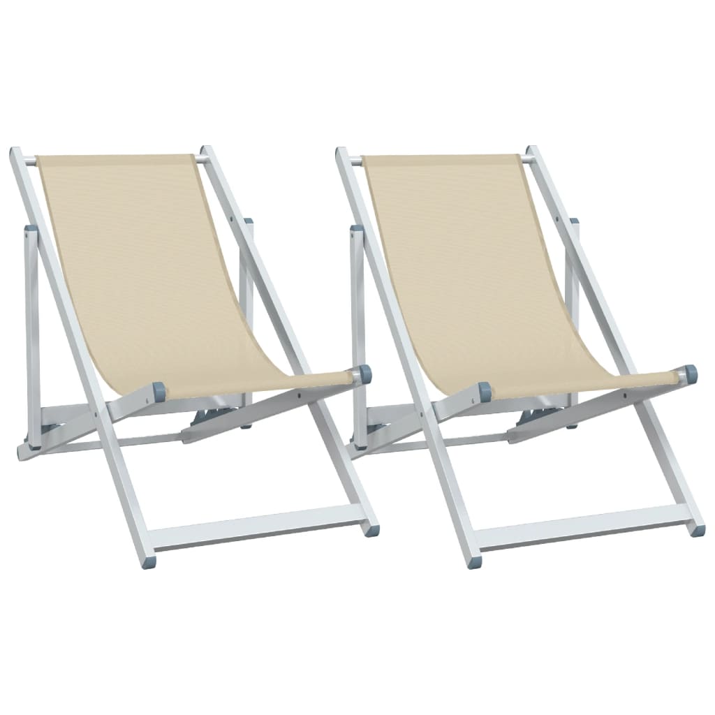 Chaises de plage pliantes 2 pcs aluminium et textilène