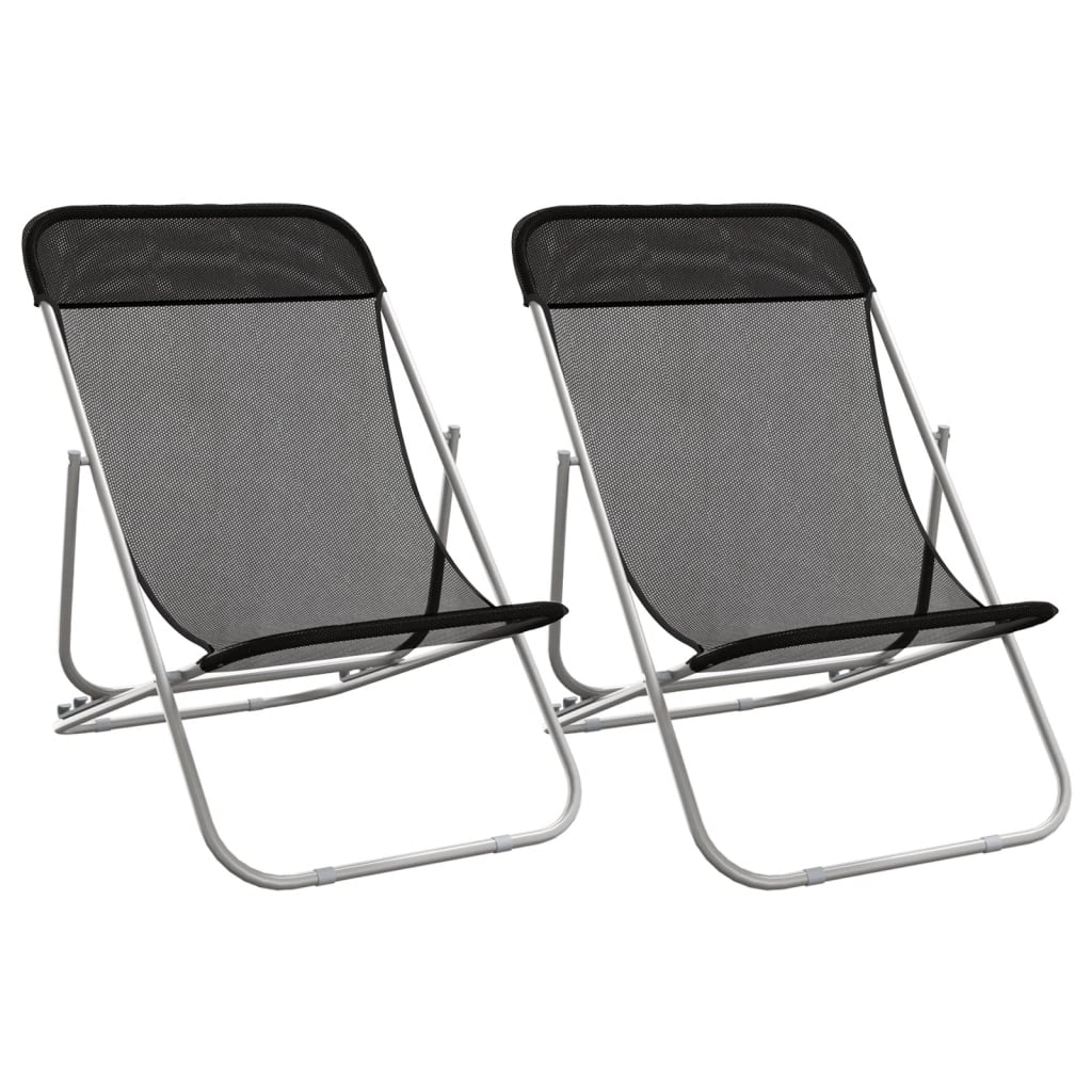 Chaises de plage 2 pcs textilène et acier thermolaqué