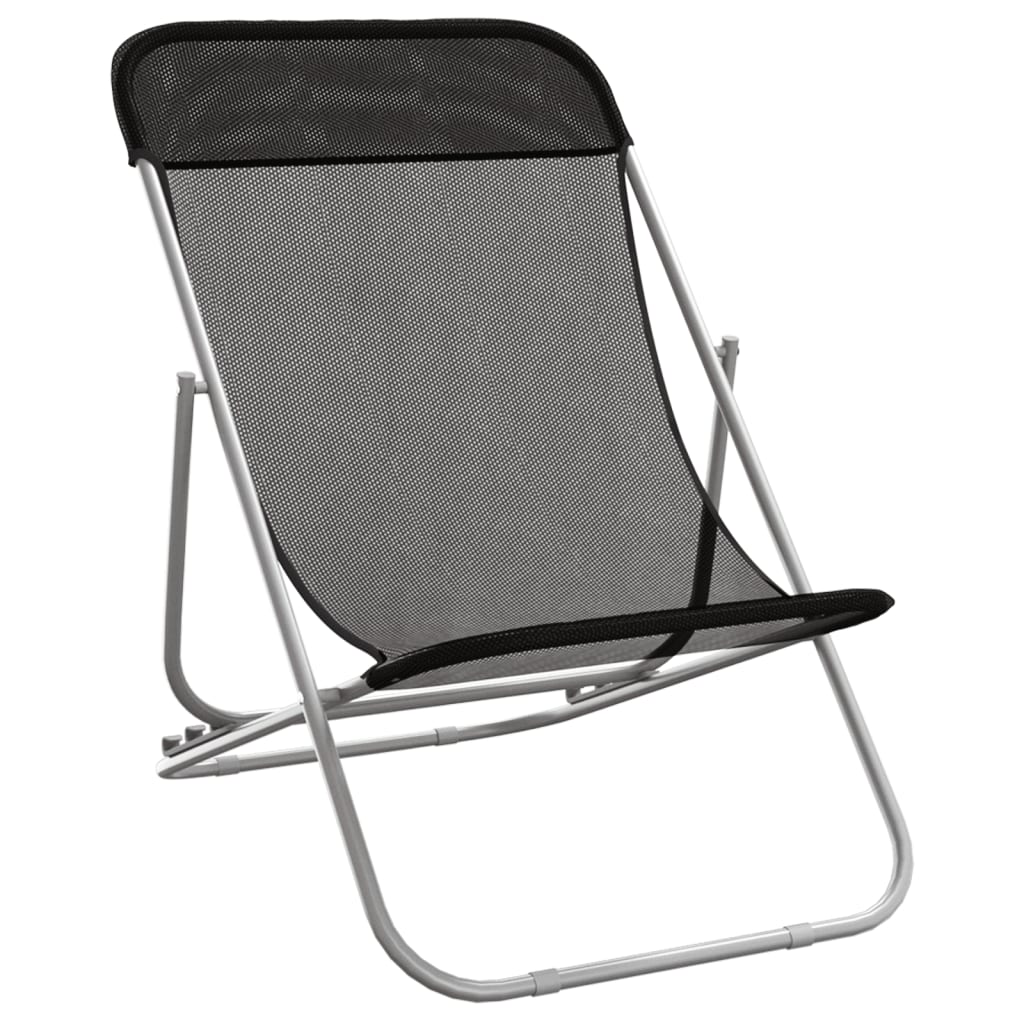 Chaises de plage 2 pcs textilène et acier thermolaqué