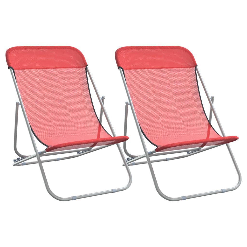 Chaises de plage 2 pcs textilène et acier thermolaqué