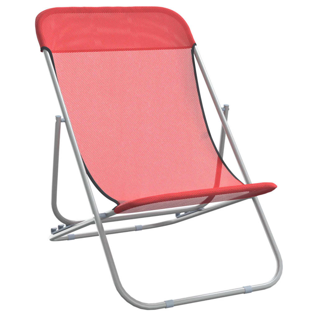 Chaises de plage 2 pcs textilène et acier thermolaqué