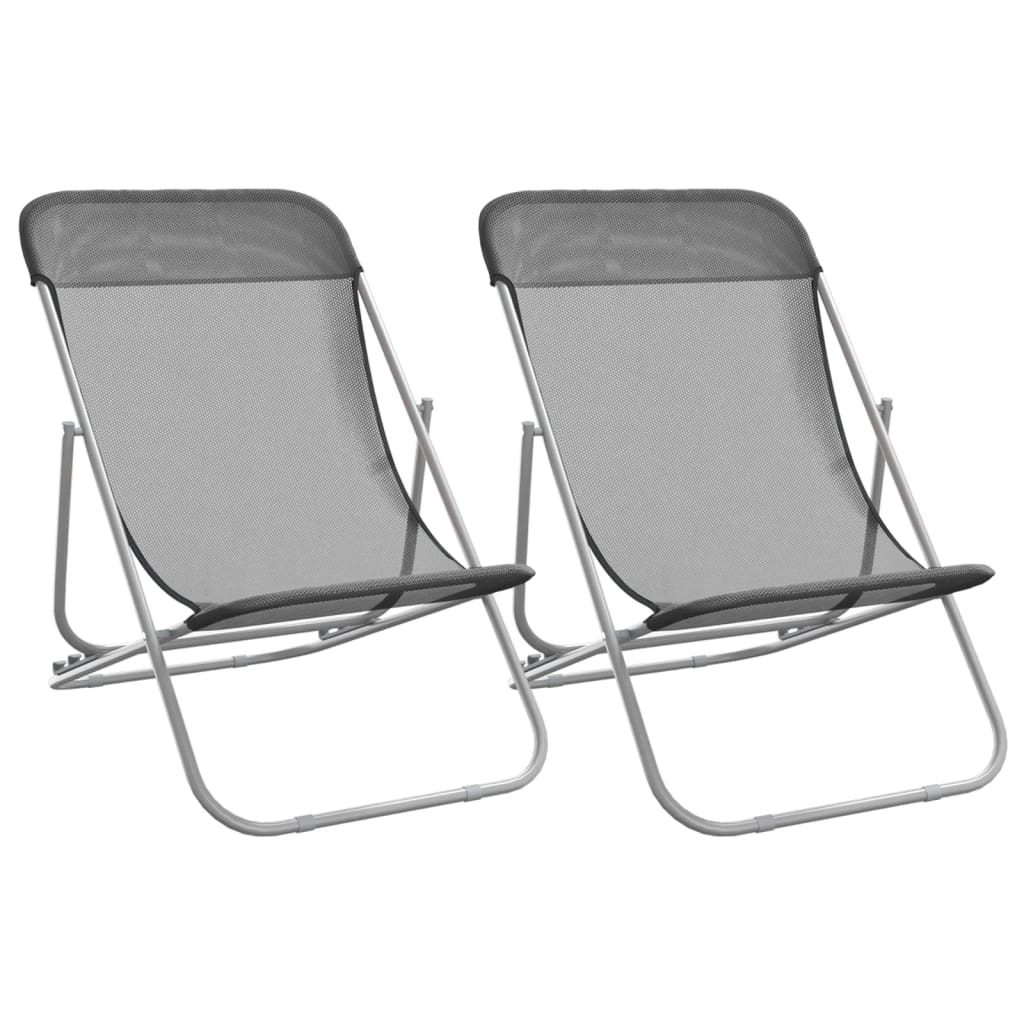 Chaises de plage 2 pcs textilène et acier thermolaqué