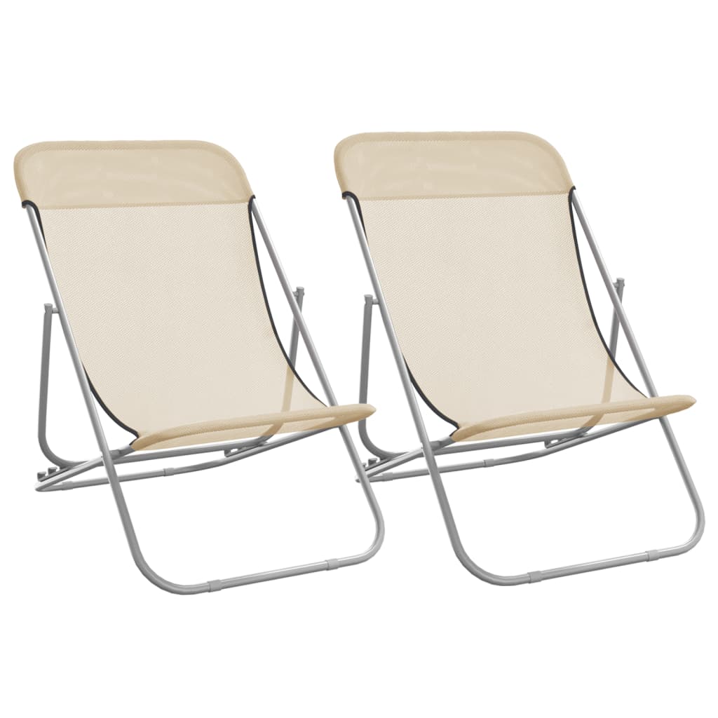 Chaises de plage 2 pcs textilène et acier thermolaqué