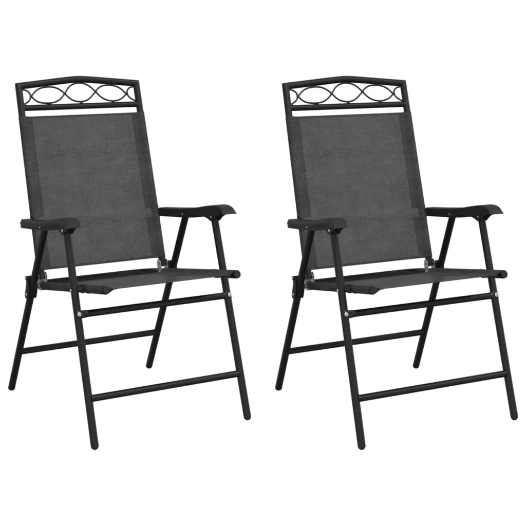 Chaises de jardin 2 pcs pliables acier et textilène gris mélangé