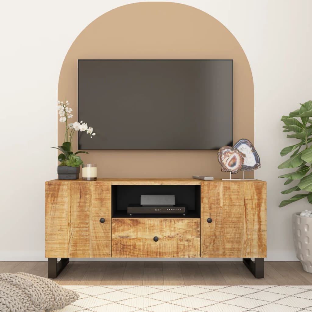 Meuble TV 105x33,5x46 cm en bois d'acacia massif et dérivé du bois