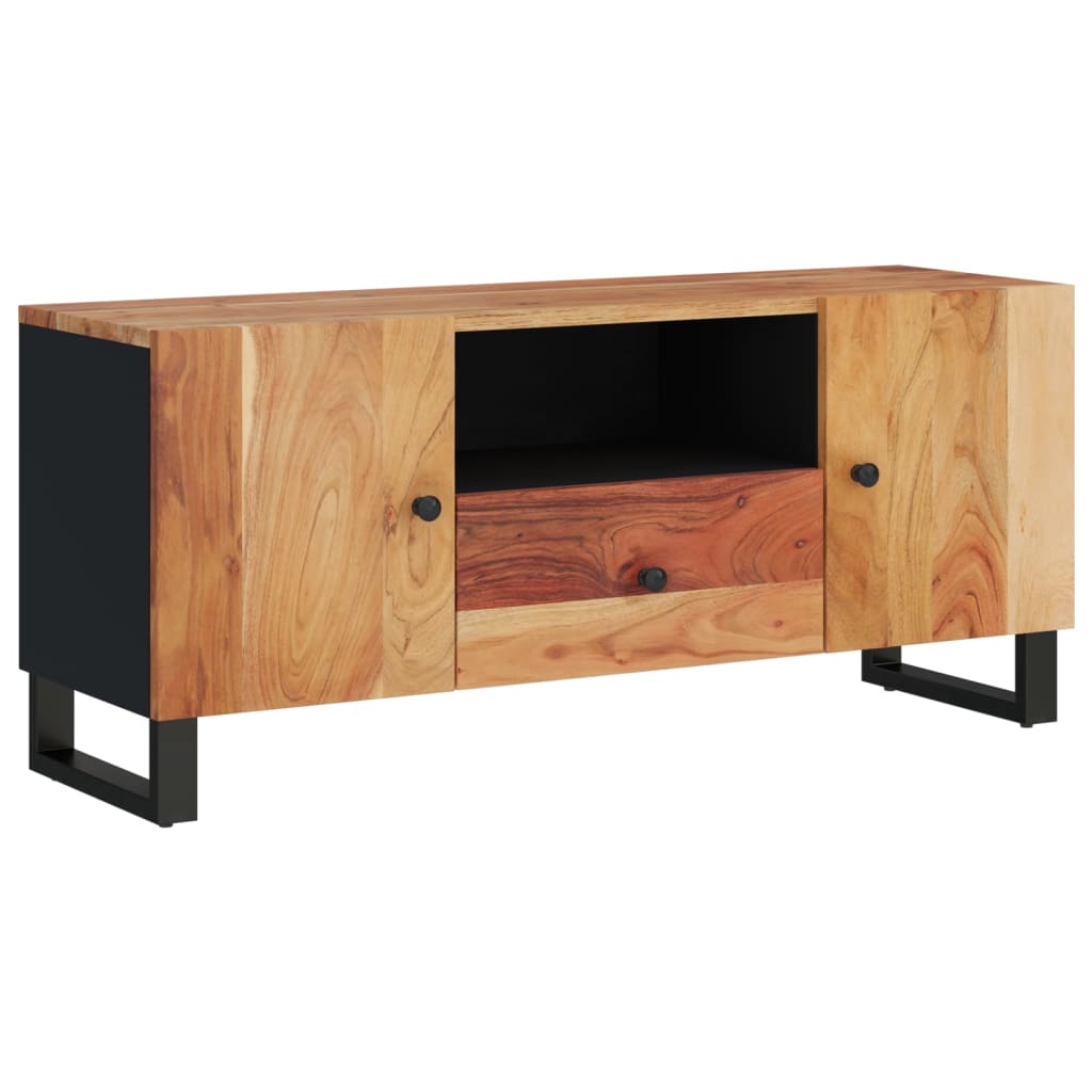 Meuble TV 105x33,5x46 cm en bois d'acacia massif et dérivé du bois