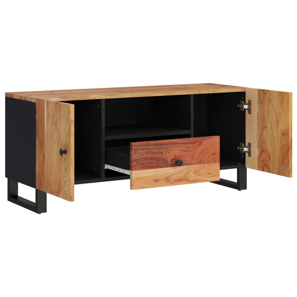 Meuble TV 105x33,5x46 cm en bois d'acacia massif et dérivé du bois