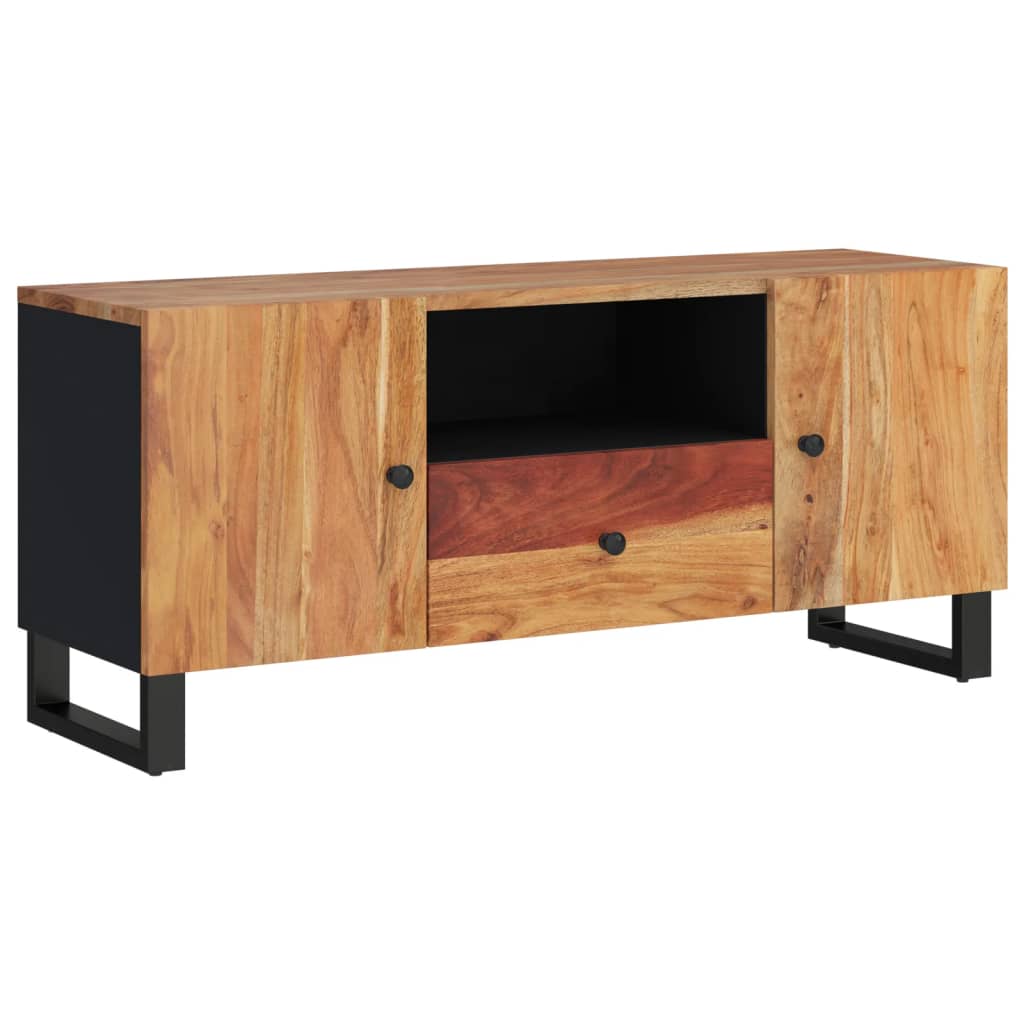 Meuble TV 105x33,5x46 cm en bois d'acacia massif et dérivé du bois