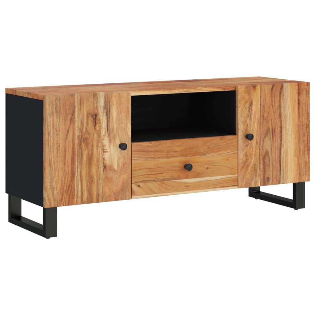 Meuble TV 105x33,5x46 cm en bois d'acacia massif et dérivé du bois