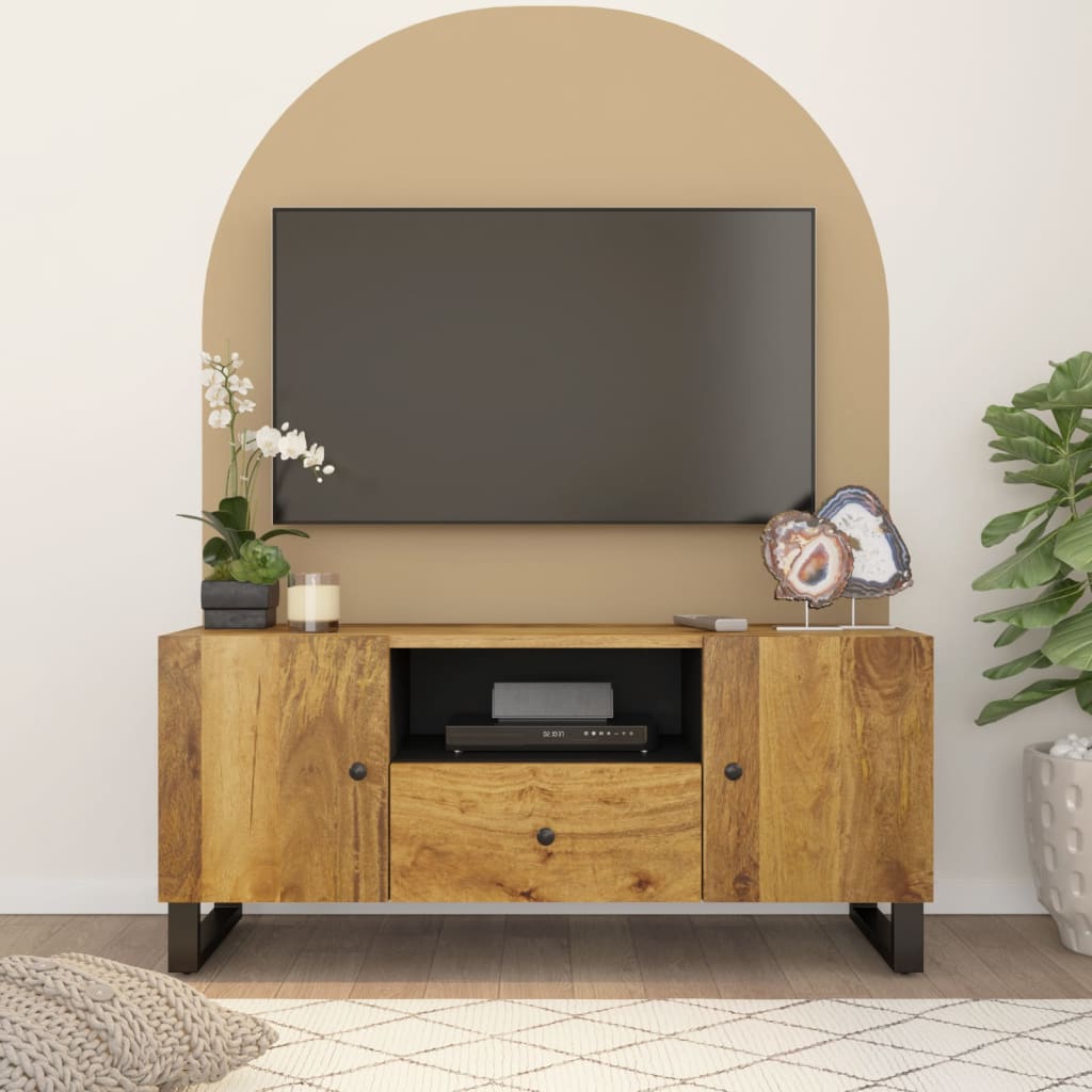 Meuble TV 105x33,5x46 cm en bois d'acacia massif et dérivé du bois