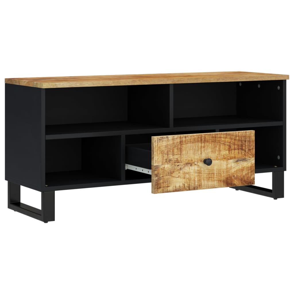 Meuble TV 100x33x46 cm en bois d'acacia massif et dérivé du bois