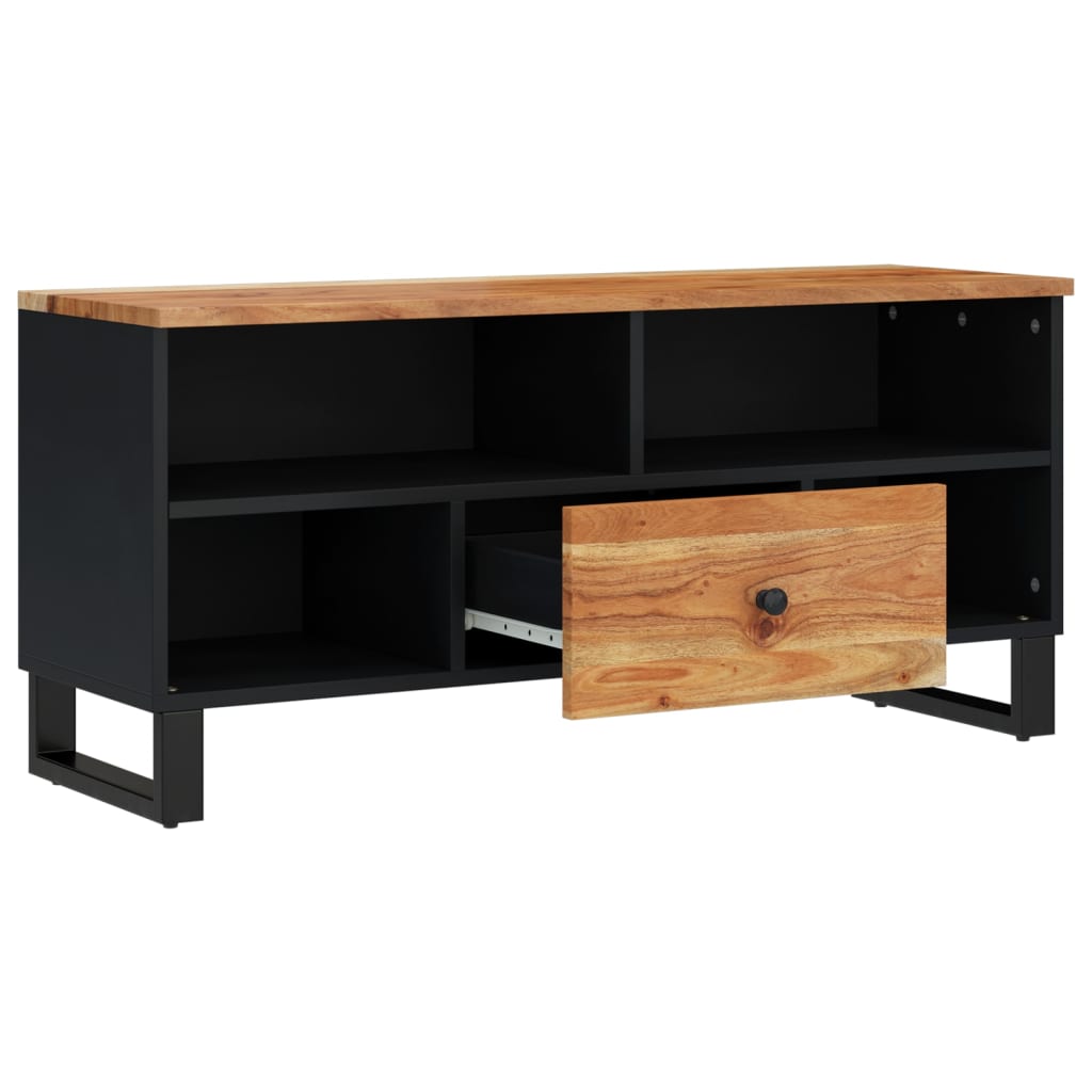 Meuble TV 100x33x46 cm en bois d'acacia massif et dérivé du bois