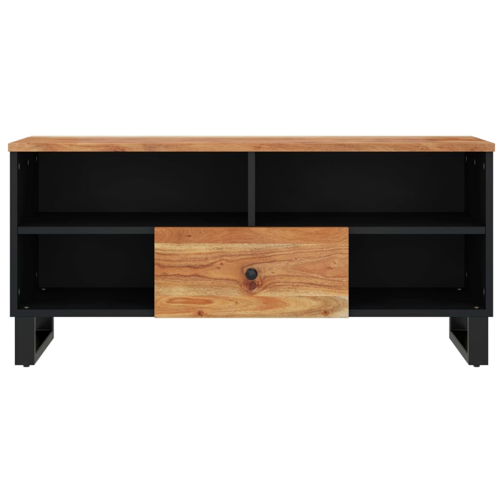 Meuble TV 100x33x46 cm en bois d'acacia massif et dérivé du bois