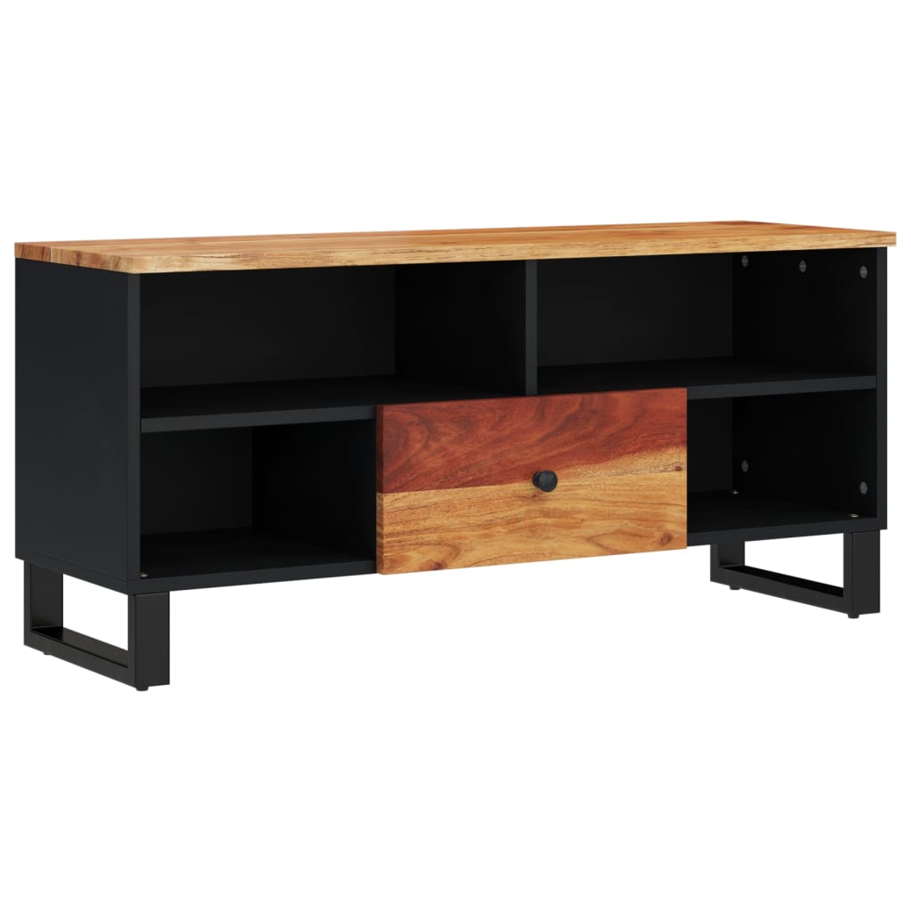 Meuble TV 100x33x46 cm en bois d'acacia massif et dérivé du bois