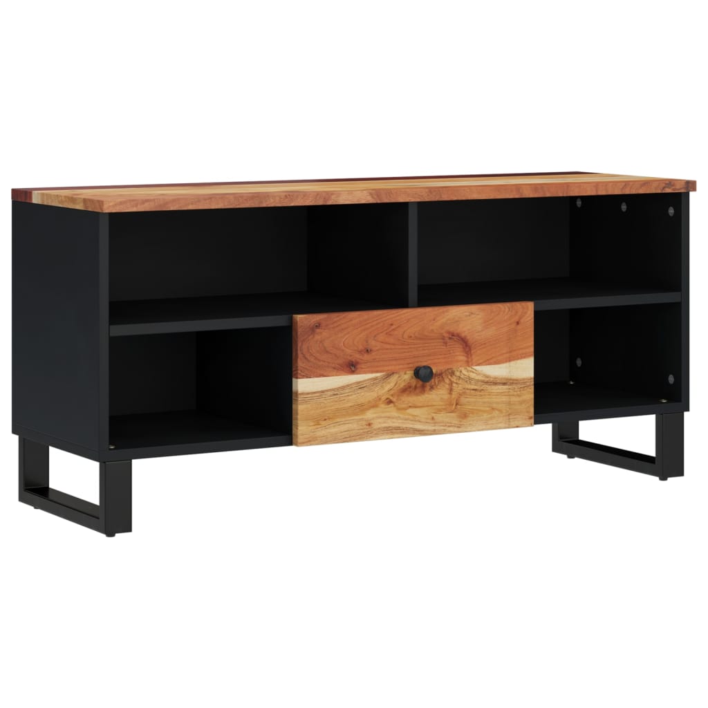 Meuble TV 100x33x46 cm en bois d'acacia massif et dérivé du bois