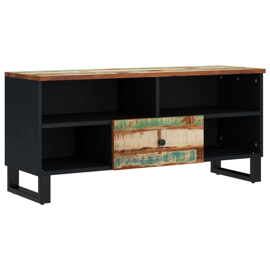 Meuble TV 100x33x46 cm en bois d'acacia massif et dérivé du bois