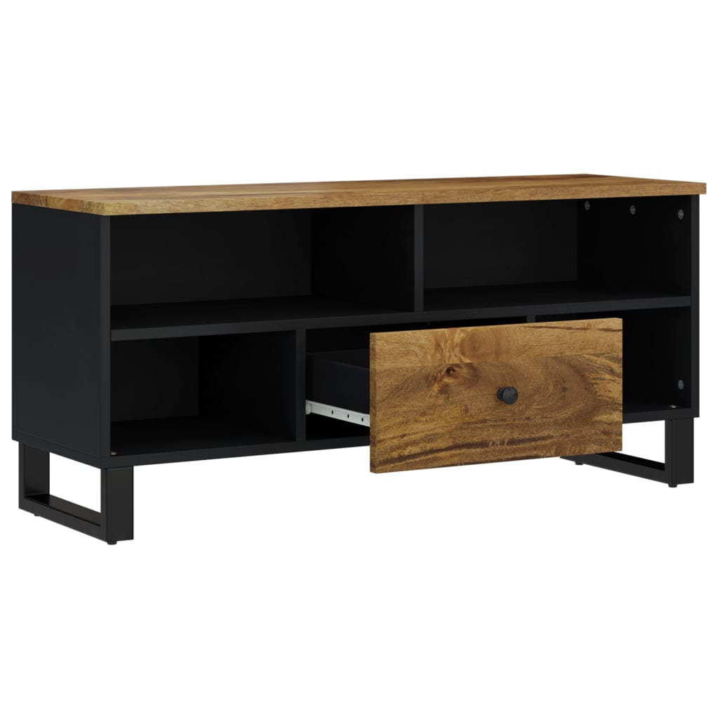 Meuble TV 100x33x46 cm en bois d'acacia massif et dérivé du bois