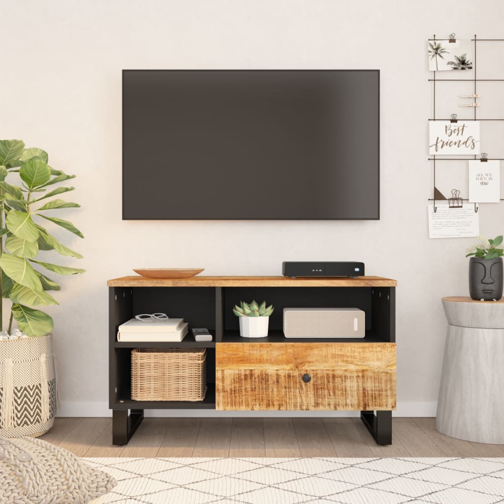 Meuble TV 80x33x46 cm bois de récupération massif et bois transformé