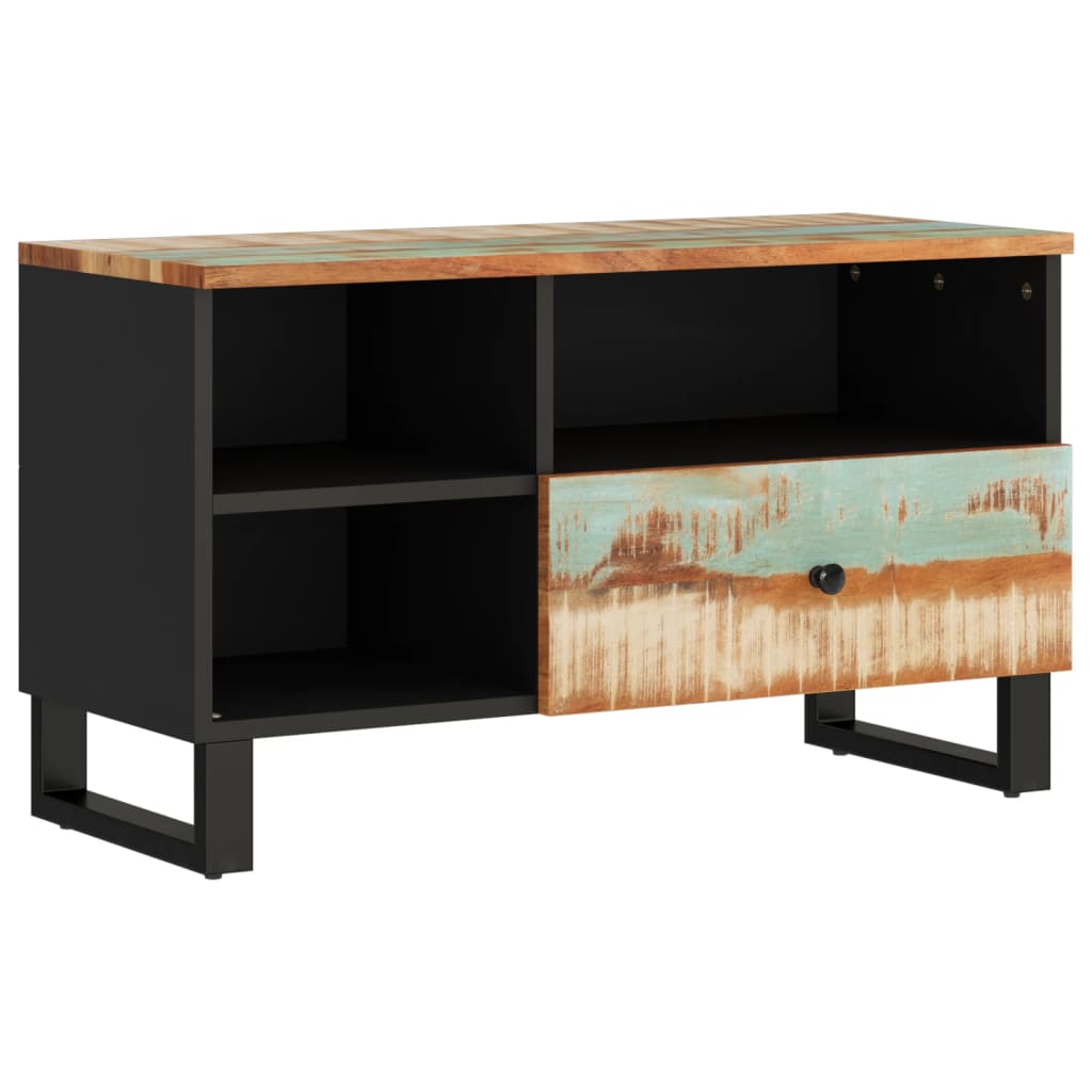 Meuble TV 80x33x46 cm bois de récupération massif et bois transformé