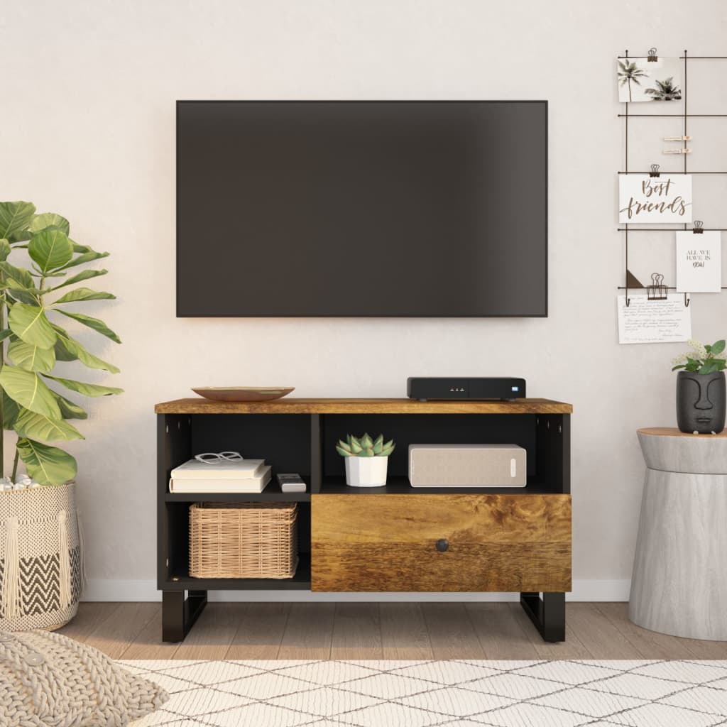 Meuble TV 80x33x46 cm bois de récupération massif et bois transformé