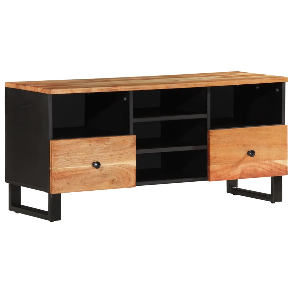 Meuble TV 100x33x46 cm en bois d'acacia massif et dérivé du bois