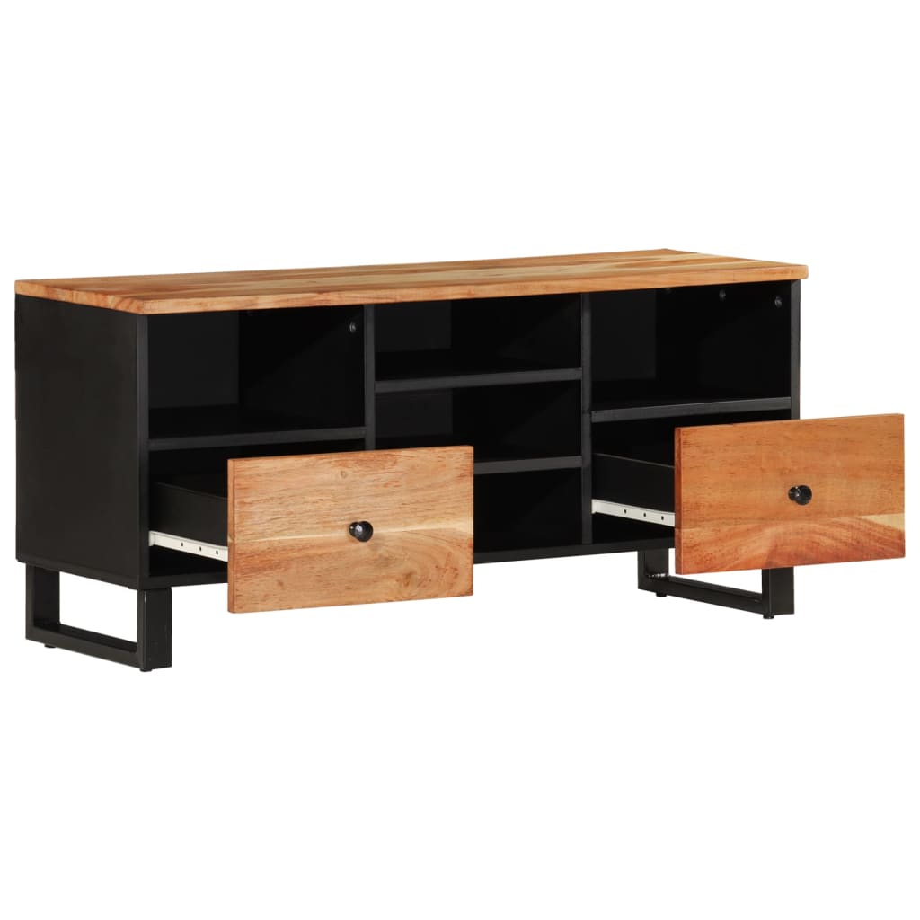 Meuble TV 100x33x46 cm en bois d'acacia massif et dérivé du bois