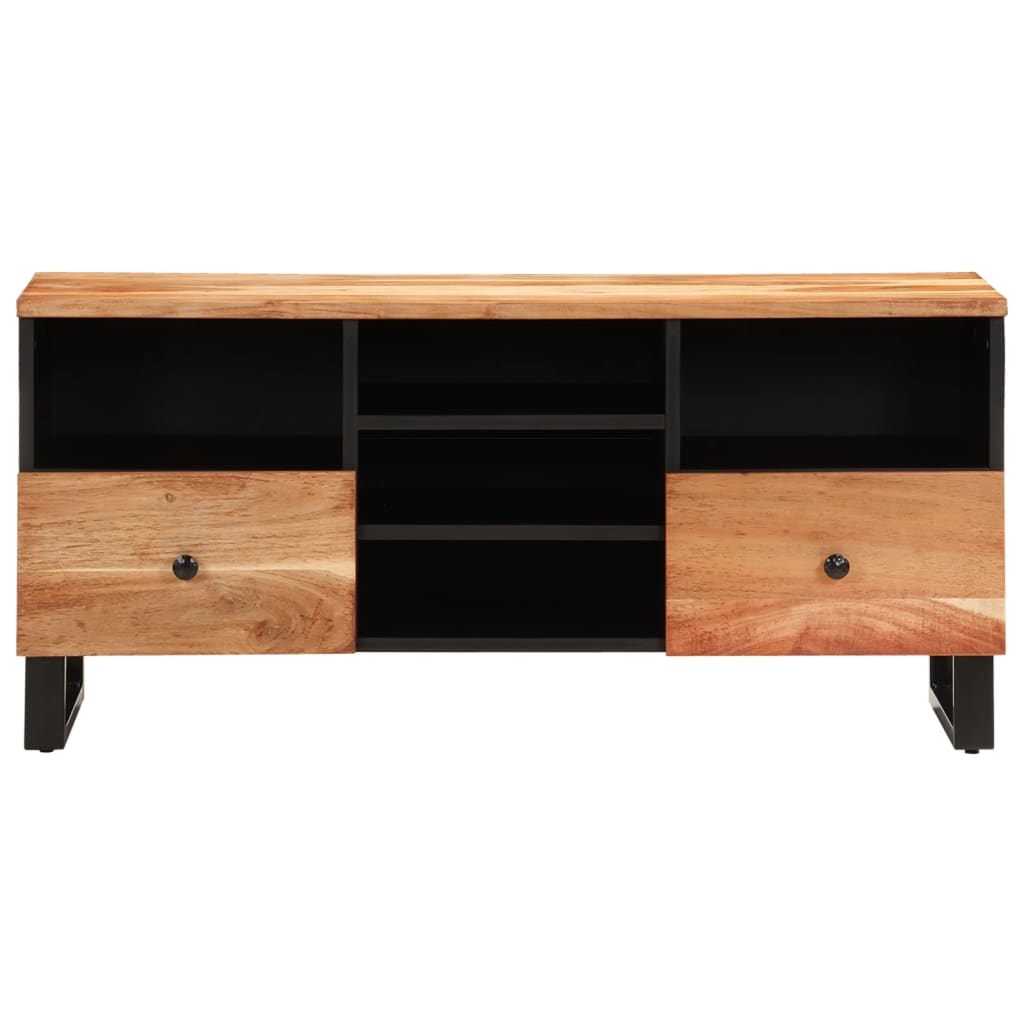 Meuble TV 100x33x46 cm en bois d'acacia massif et dérivé du bois