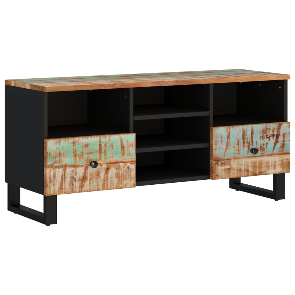 Meuble TV 100x33x46 cm en bois d'acacia massif et dérivé du bois