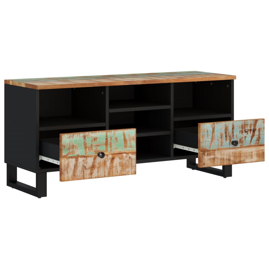 Meuble TV 100x33x46 cm en bois d'acacia massif et dérivé du bois