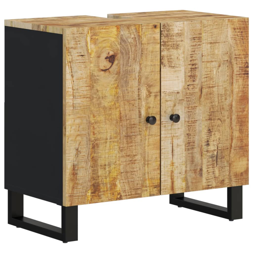 Meuble vasque 62x33x58 cm en bois d'acacia massif et bois sculpté