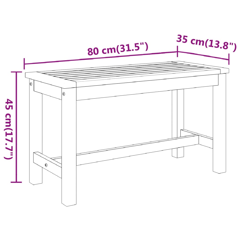 Banc de jardin 180x35x45 cm bois d'acacia massif