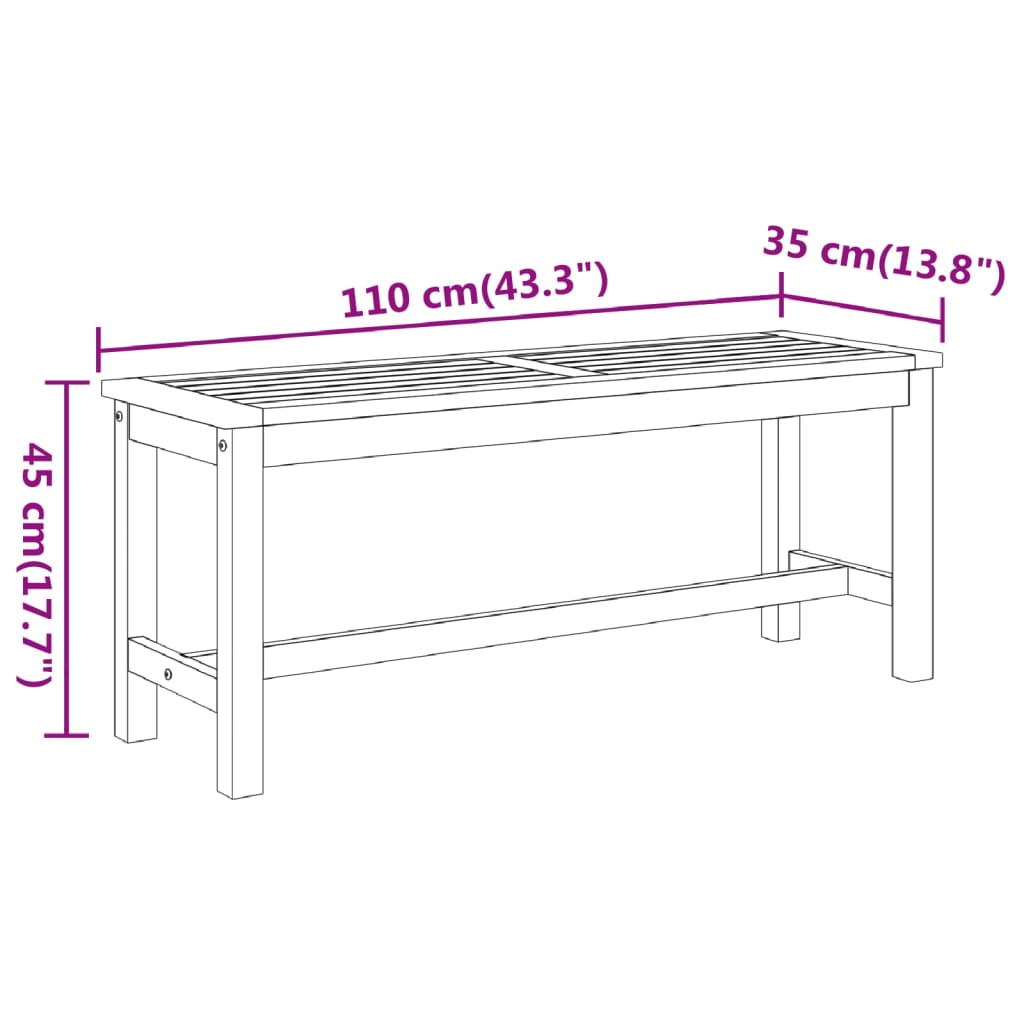 Banc de jardin 180x35x45 cm bois d'acacia massif