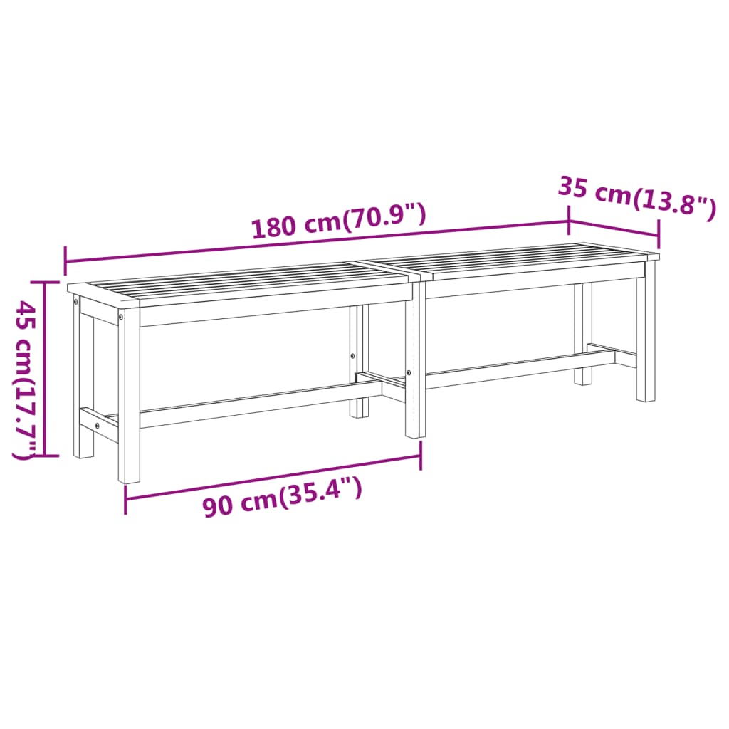 Tuinbank 180x35x45 cm massief acaciahout