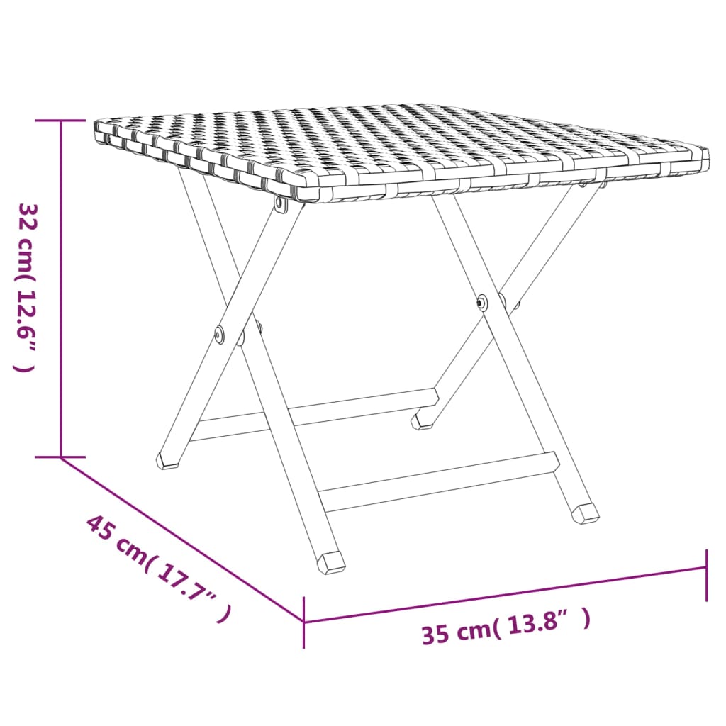 Table pliante 45x35x32 cm poly rotin