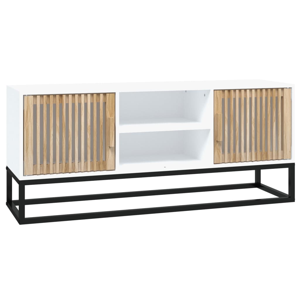 Meuble TV 105x30x45 cm finition bois et fer noir